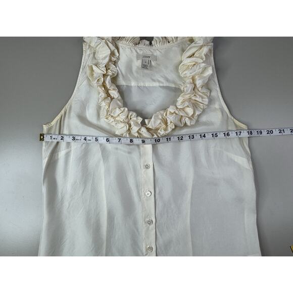 J.Crew 100% Silk Annalise Ruffle Top 4 Ivory Quiet Luxury Preppy Old Money - Picture 8 of 12